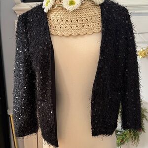 LOFT Black Sequin Sweater Size 12p